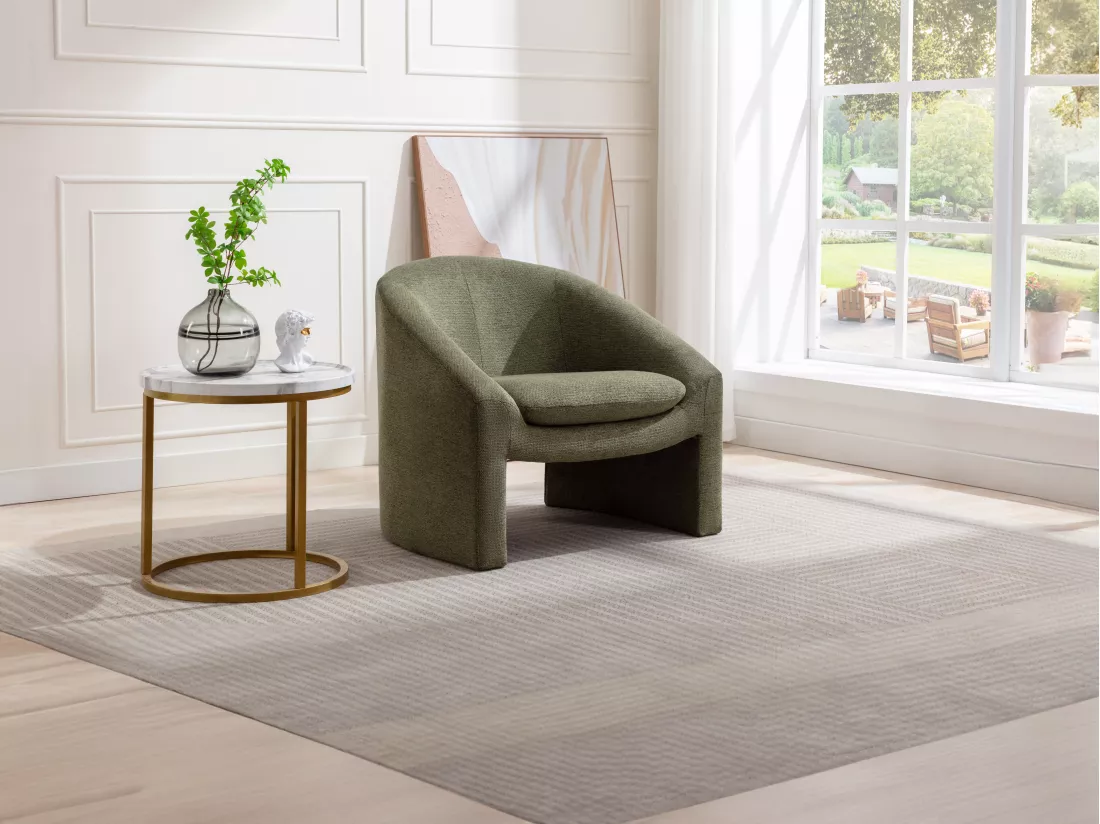 Fauteuil en tissu vert OSSANA
