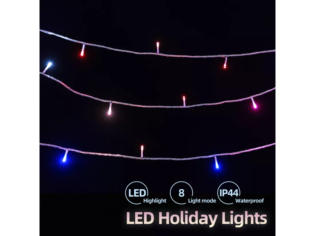 Guirlande lumineuse LED, 600 lumières par 100 mètres, 8 modes, fonction de minuterie, lumières étoilées