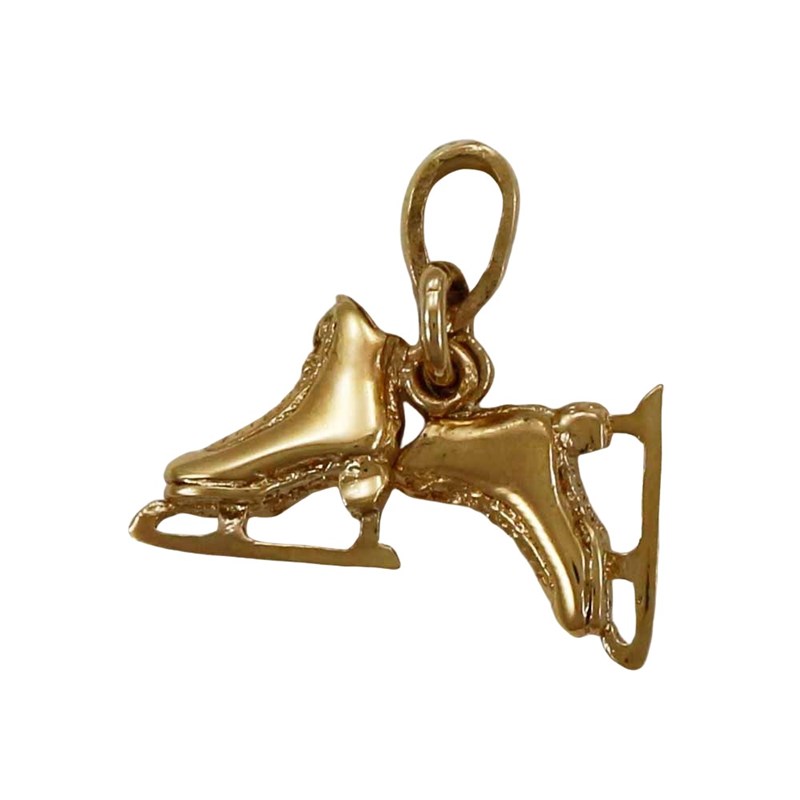 Pendentif paire de mini patins à glace - Plaqué or