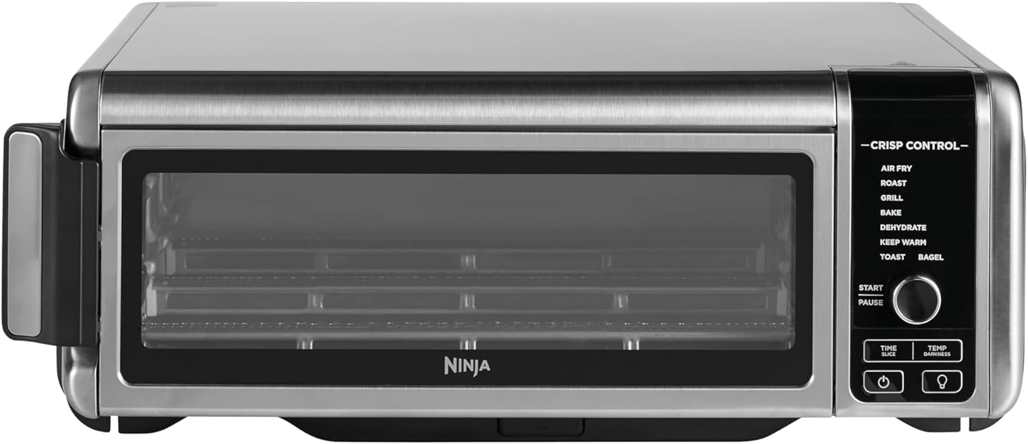 Ninja Foodi 8-in-1 Multifunktionsofen, tragbarer Mini-Ofen für Arbeitsflächen, Multifunktionsofen mit 8 Kochfunktionen; Air Fry, Rösten, Grillen, Backen und mehr. Silber/Schwarz SP101EU