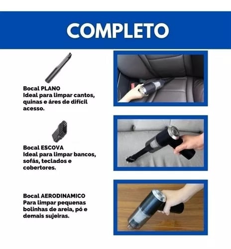 Aspirador Port&aacute;til Automotivo Casa Recarreg&aacute;vel Premium