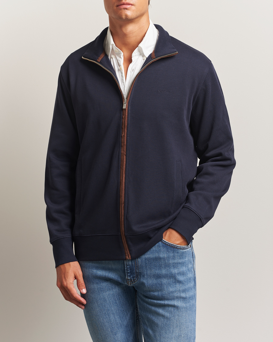 GANT Sacker Rib Full Zip Evening Blue
