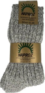 Naproz Noorse Sokken 43-46 Grijs 2PR