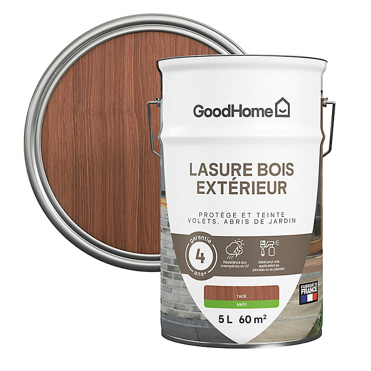 Lasure extérieure teck satin 4 ans GoodHome 5L