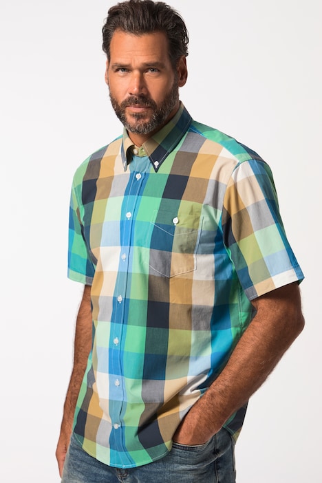 Karohemd, Halbarm, Buttondown-Kragen, Modern Fit, bis 8 XL
