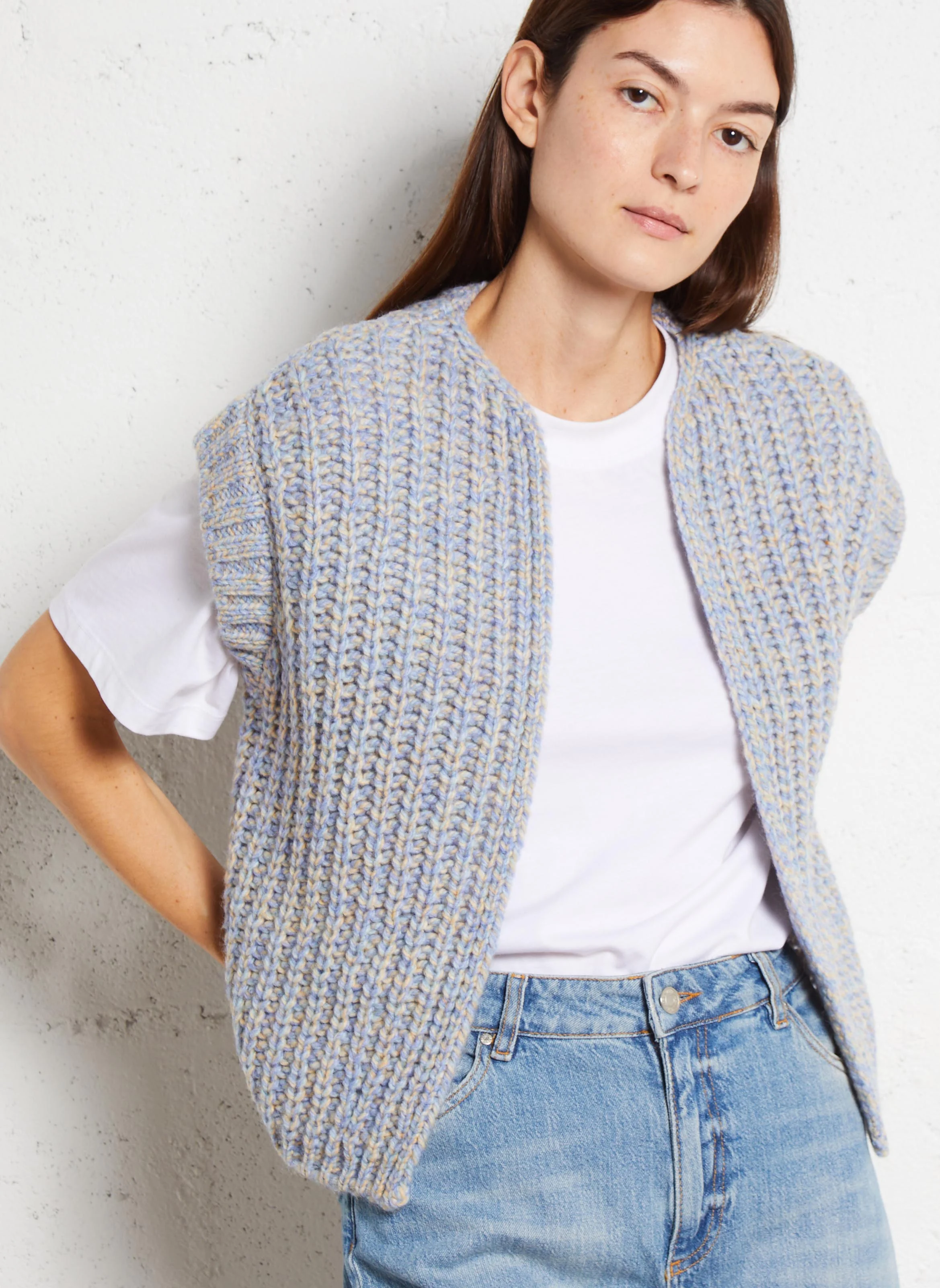CLAUDIA - Gilet en laine mélangée| Bleu