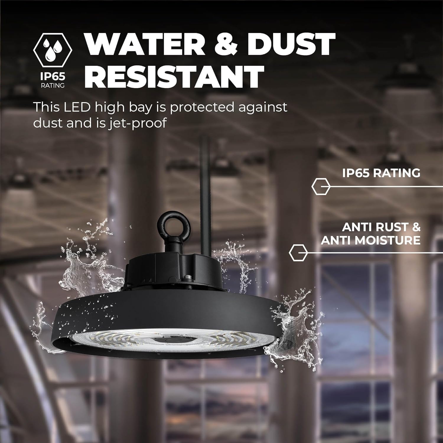 Ledvion - LED Hallenstrahler, IP65, 150W, 192 lm/W, Energieklasse A, 6000K, Dimmbar, werkstattbeleuchtung, hallenbeleuchtung, deckenleuchte werkstatt, Industriestrahler