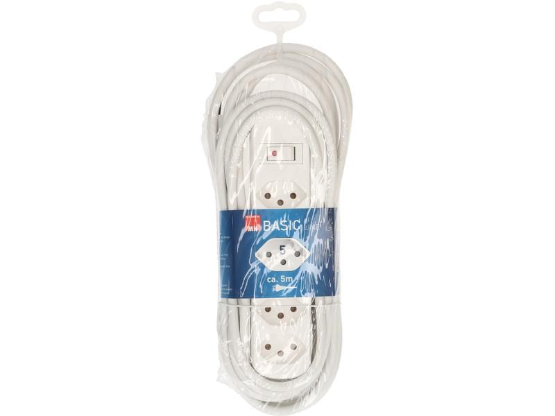 Max Hauri Steckdosenleiste Basic-Line V2 5xT13, 5 Meter Mehrfachsteckdose