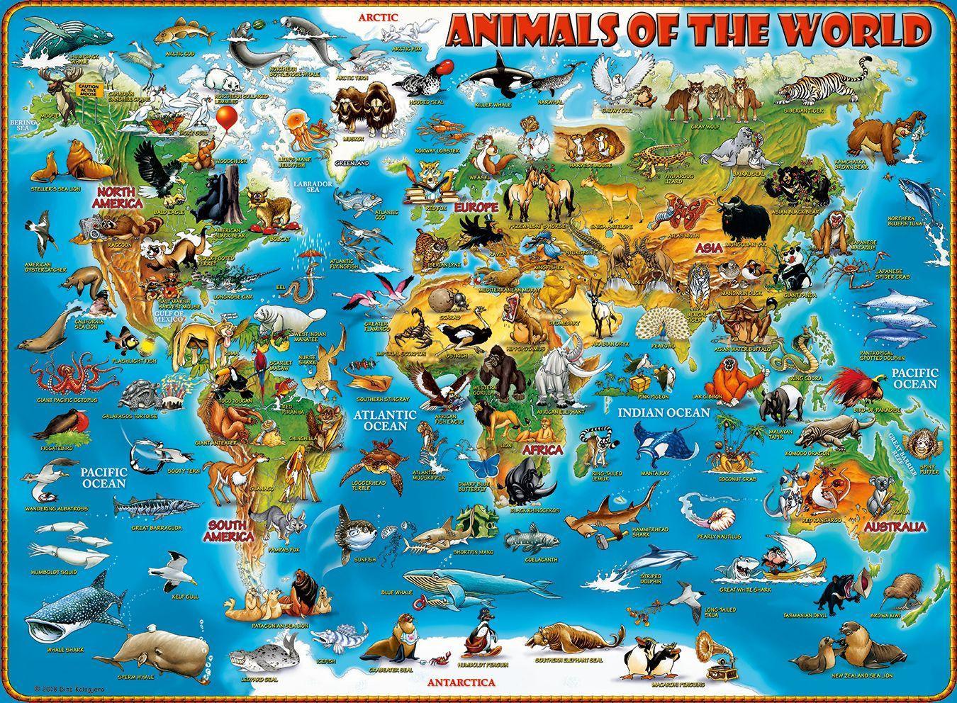Ravensburger Kinderpuzzle - 13257 Tiere rund um die Welt - Puzzle-Weltkarte für Kinder ab 9 Jahren, mit 300 Teilen im XXL-Format