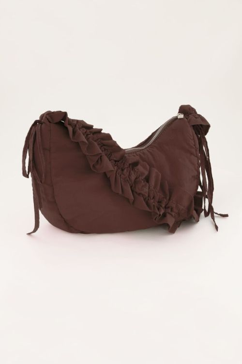 Bruine crossbody tas met ruffles