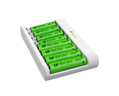 GP ReCyko Charger (USB) E811, 8-laddkanaler NiMH, 4 x AA 2100mAh   4 x AAA 850mAh NiMH-batterier