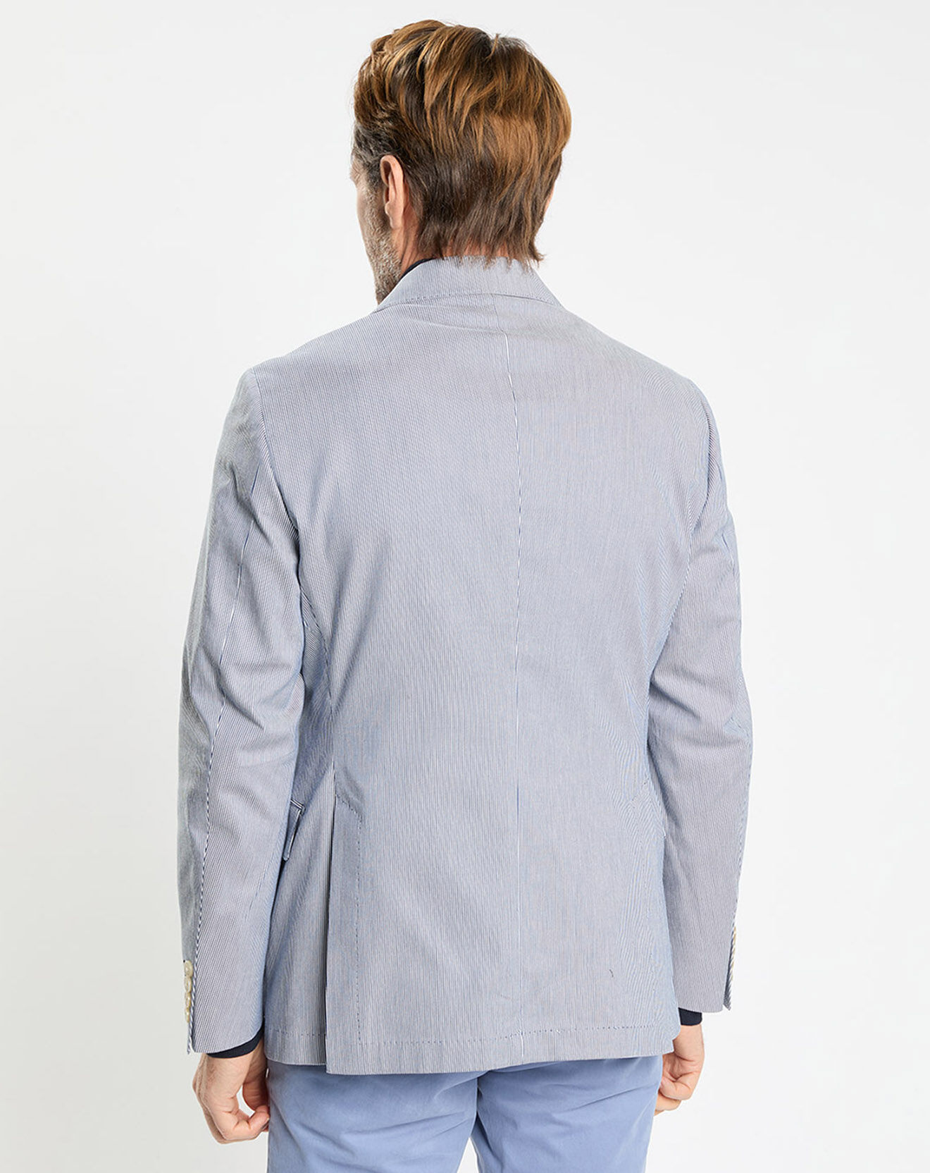 Hackett London Blazer en Coton & Lin Milleraie bleu/blanc