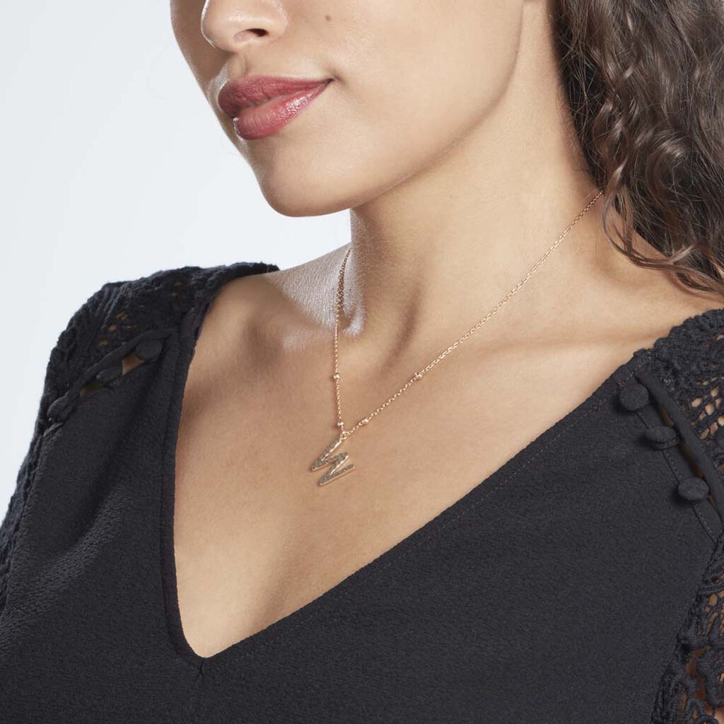 Collier Plaqué Or Jaune Lettra
