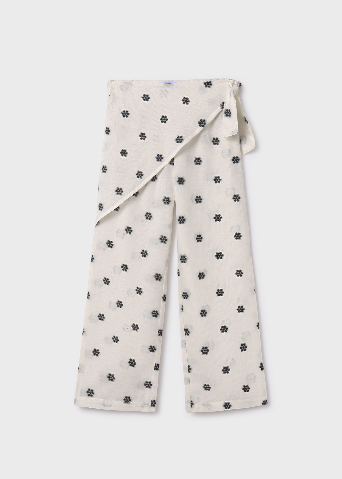 Calças jacquard para menina, preto cru