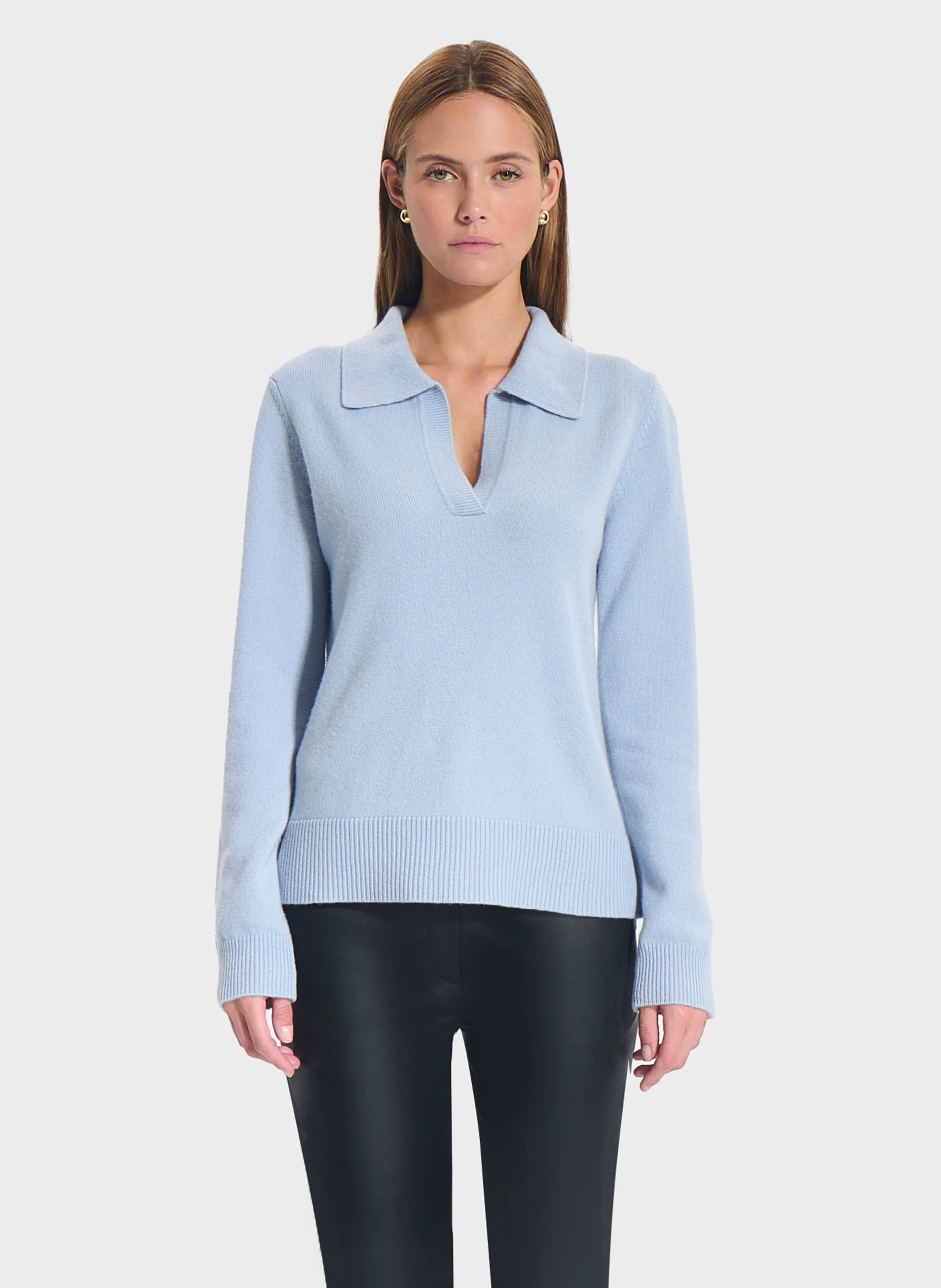 NAMBA - Pull col à revers en cachemire | Bleu