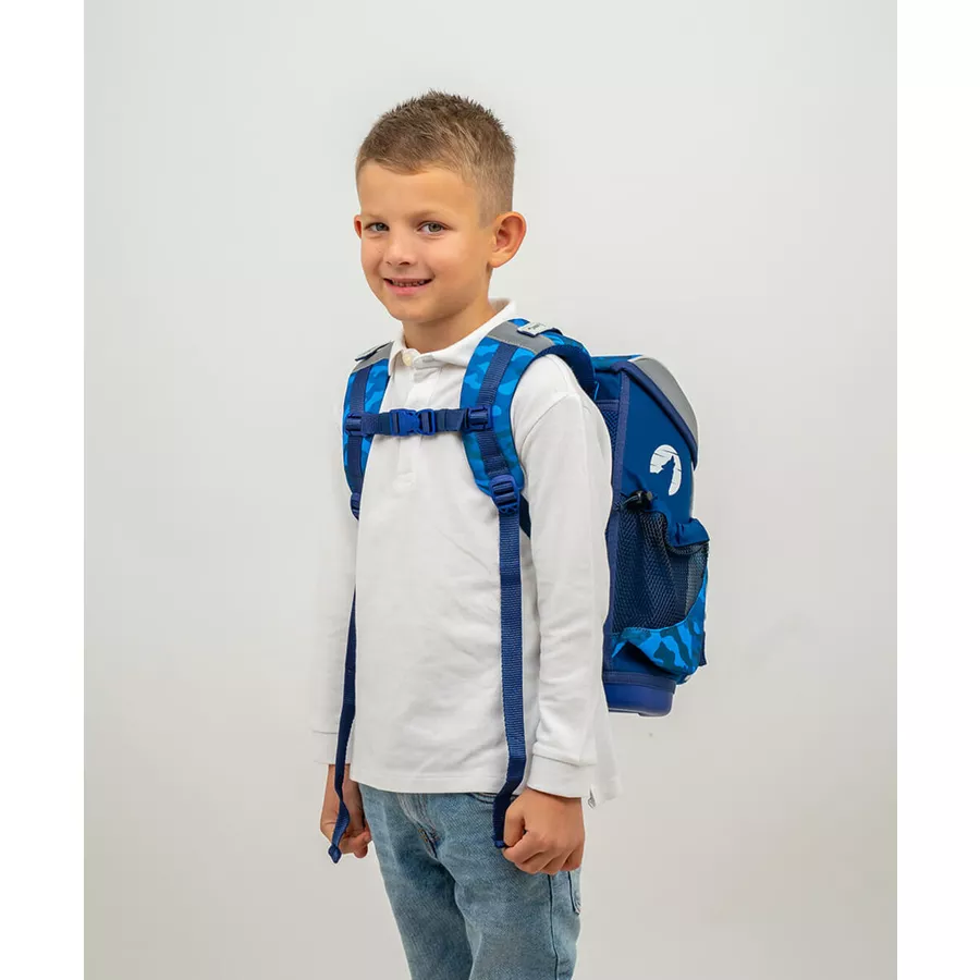Belmil Schulranzen Mini Fit Schulranzen Set 5-teilig mit Brustgurt Alpha Wolf