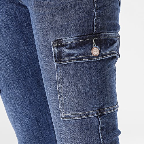 Pantalon Cargo Jean Femme Bleu Denim