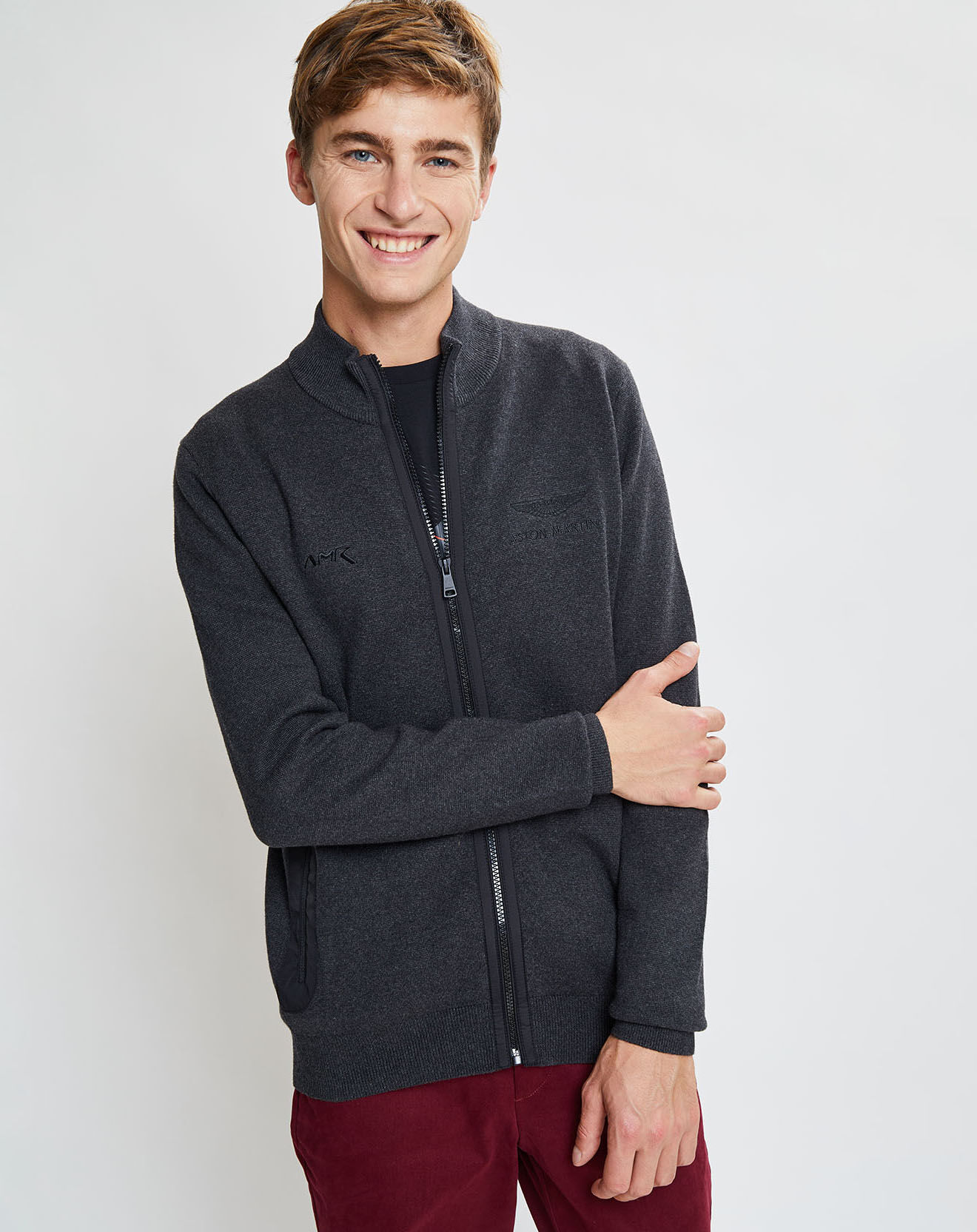 Hackett London Gilet blouson en Laine mélangée Aston Martin Racing gris