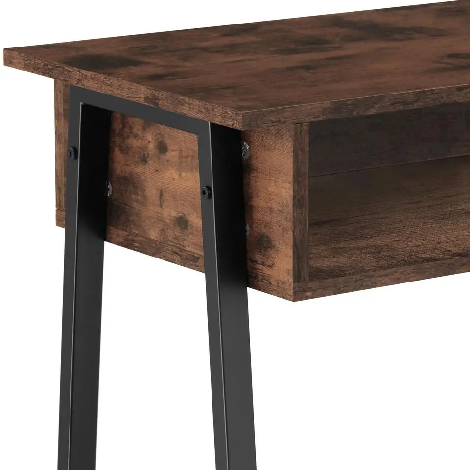 tectake Consoletafel Tralee 100x35x80,5cm, Industrieel Hout Donker, Rustiek