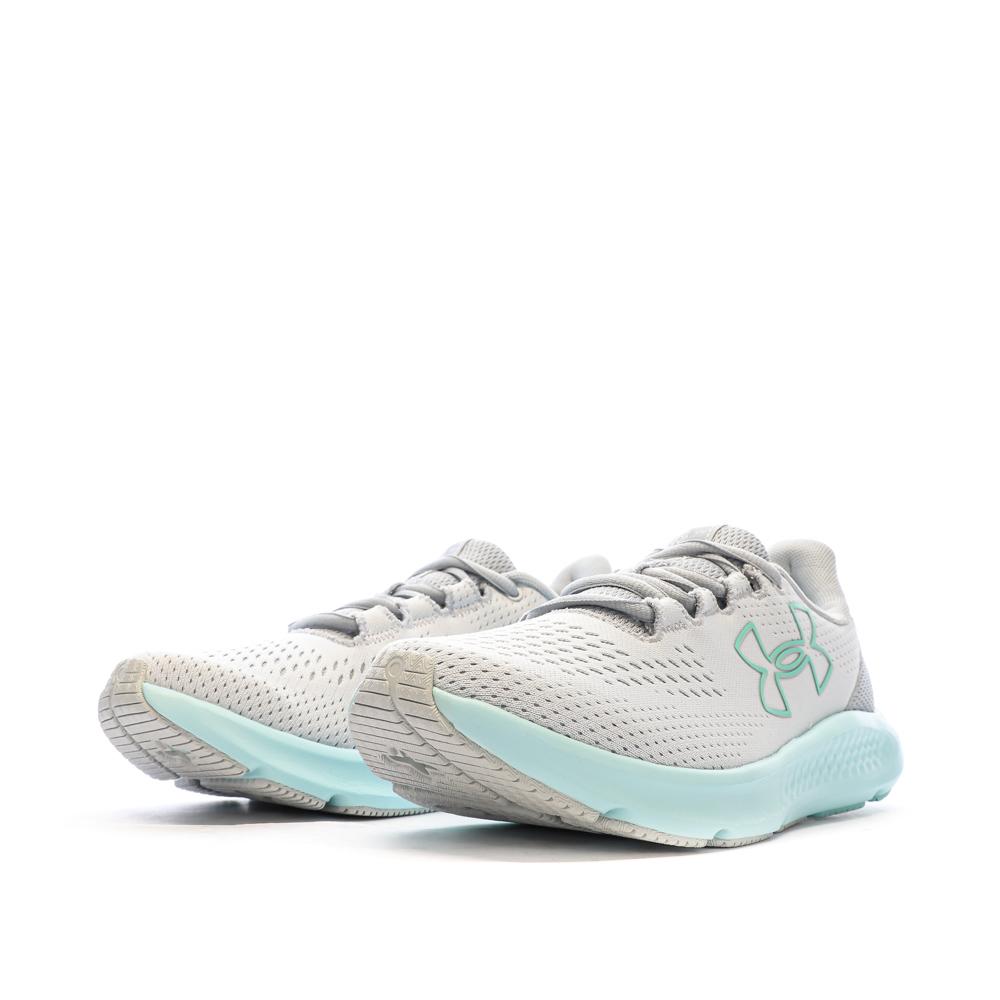 Under Armour Chaussures de Running Grises/Bleu Femme Under Armour Charged Pursuit
