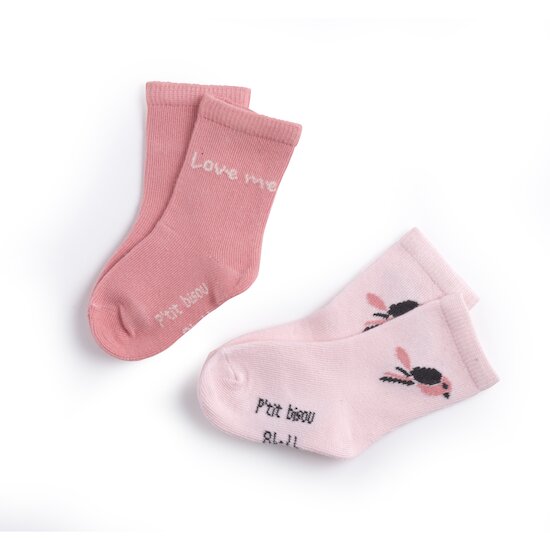 Love Me Too Lot de 2 paires de chaussettes   Rose        de               P'tit bisou
