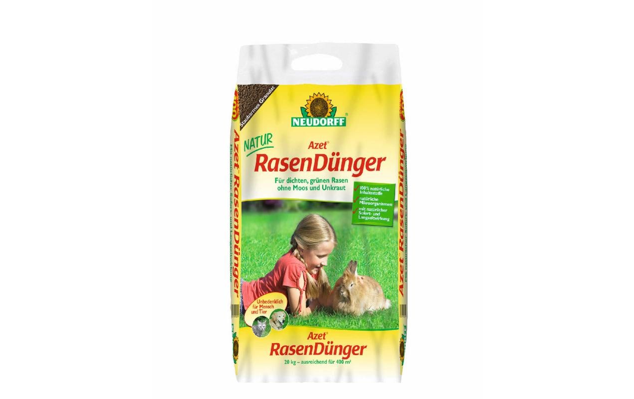 Rasendünger Azet, 20 kgOrganischer NPK-Dünger 9-3-5 mit natürlicher Sofort- und Langzeitwirkung