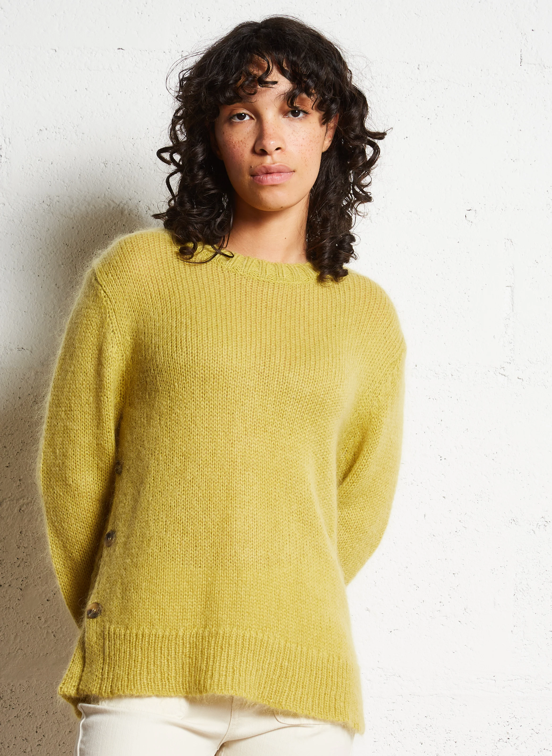 LIBELLULE - Pull col rond en laine mélangée | Jaune