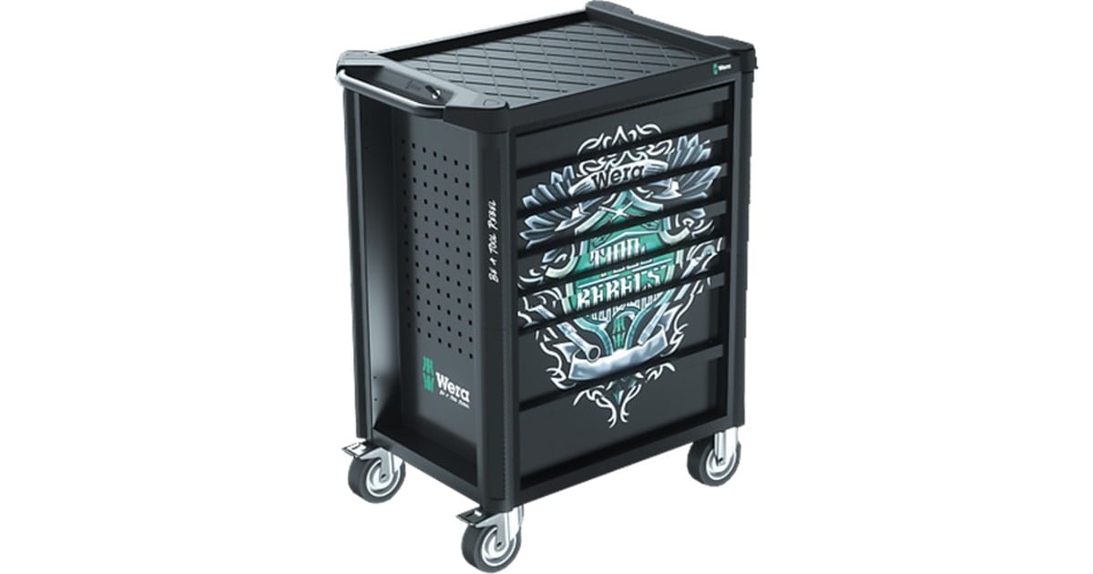 Wera9700 Tool Rebel werkplaatswagen 1, 94-delig gereedschapswagen  (Zwart, Incl. 4 schuimrubber inzetstukken met gereedschap)