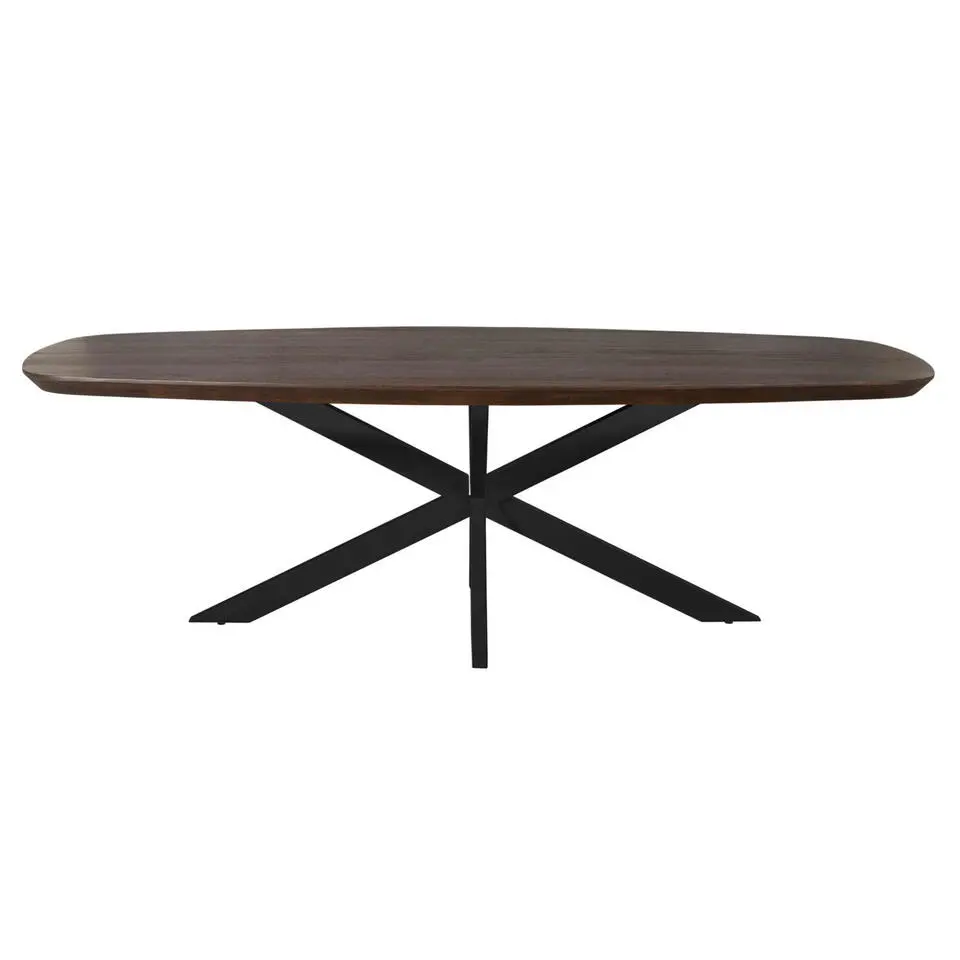 Eettafel Deens Ovaal Bruin/Zwart - 200x100x76cm - Madison