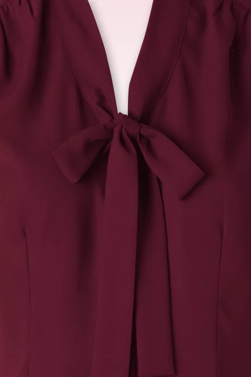 Banned Retro Perfecte strikblouse in bordeauxrood