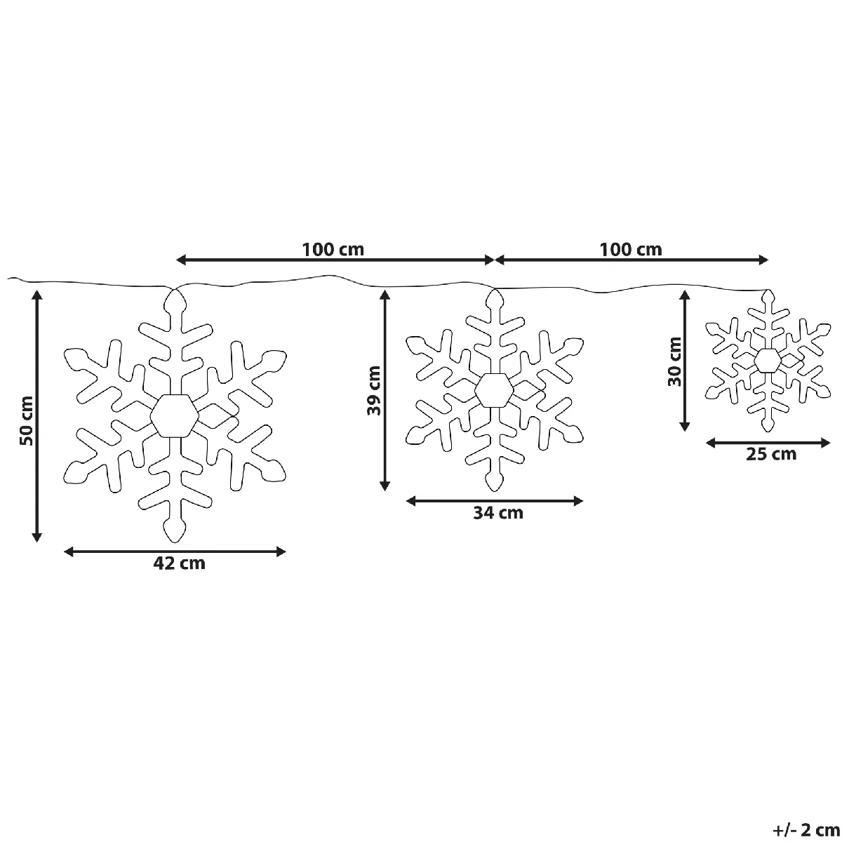 Beliani Flocons de Neige LED - Lot de 3