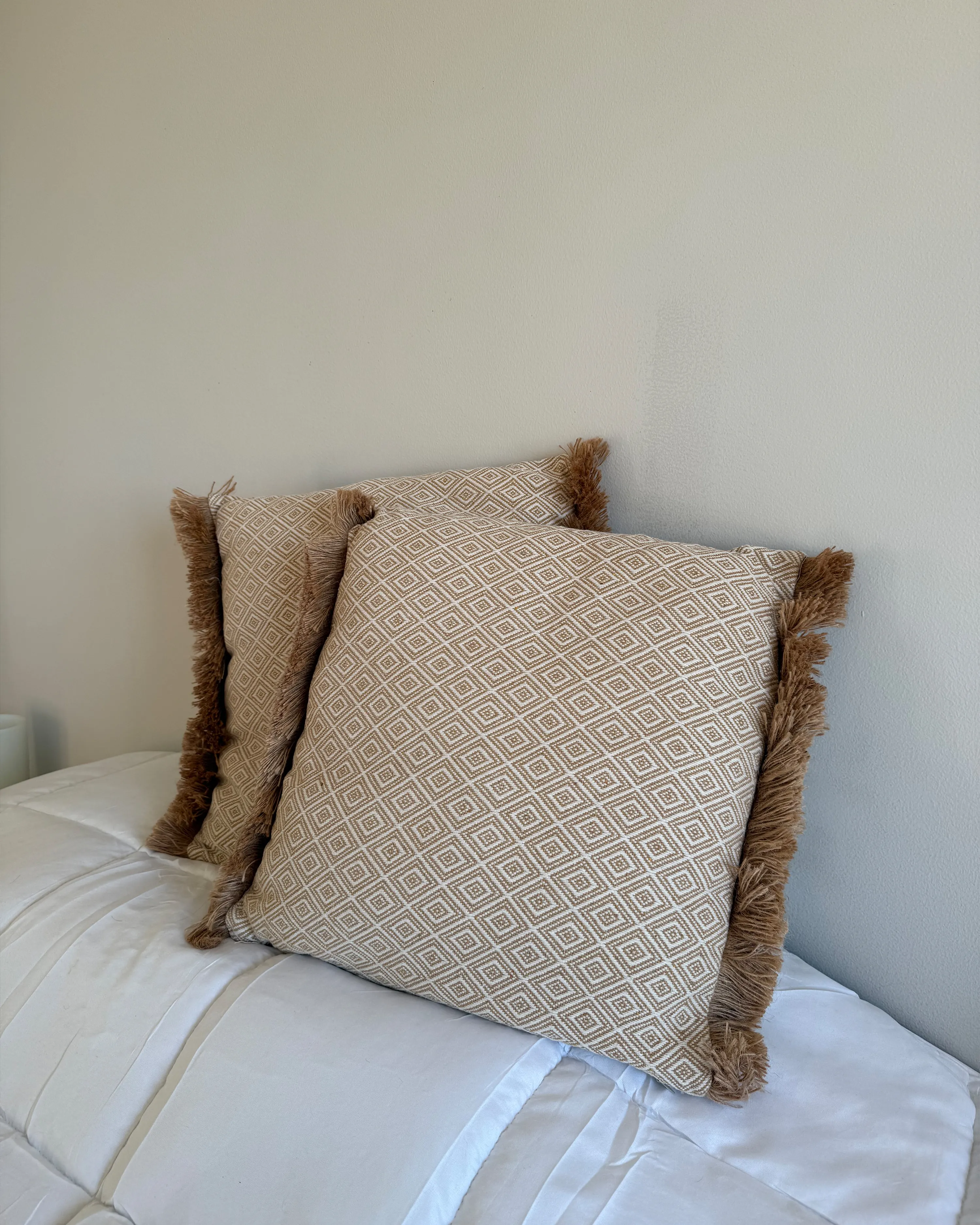 Set van 2 sierkussens LONAR 45 x 45 cm Zandbeige