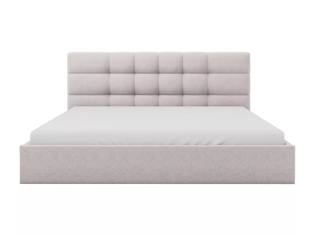 Lit coffre 200 x 200 cm - Tissu - Beige + Matelas - ELIAVA de Pascal Morabito