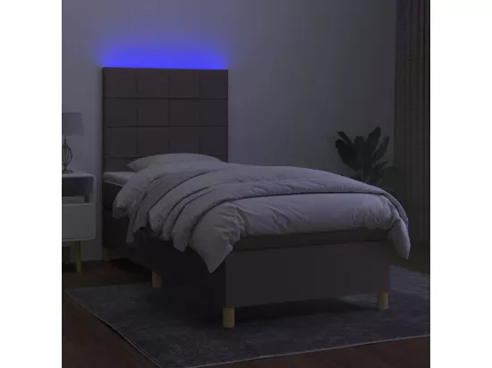 Sommier tapissier avec matelas et LED Taupe 90x190 cm Tissu