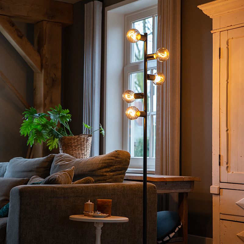 Moderne vloerlamp zwart 5-lichts - Facil