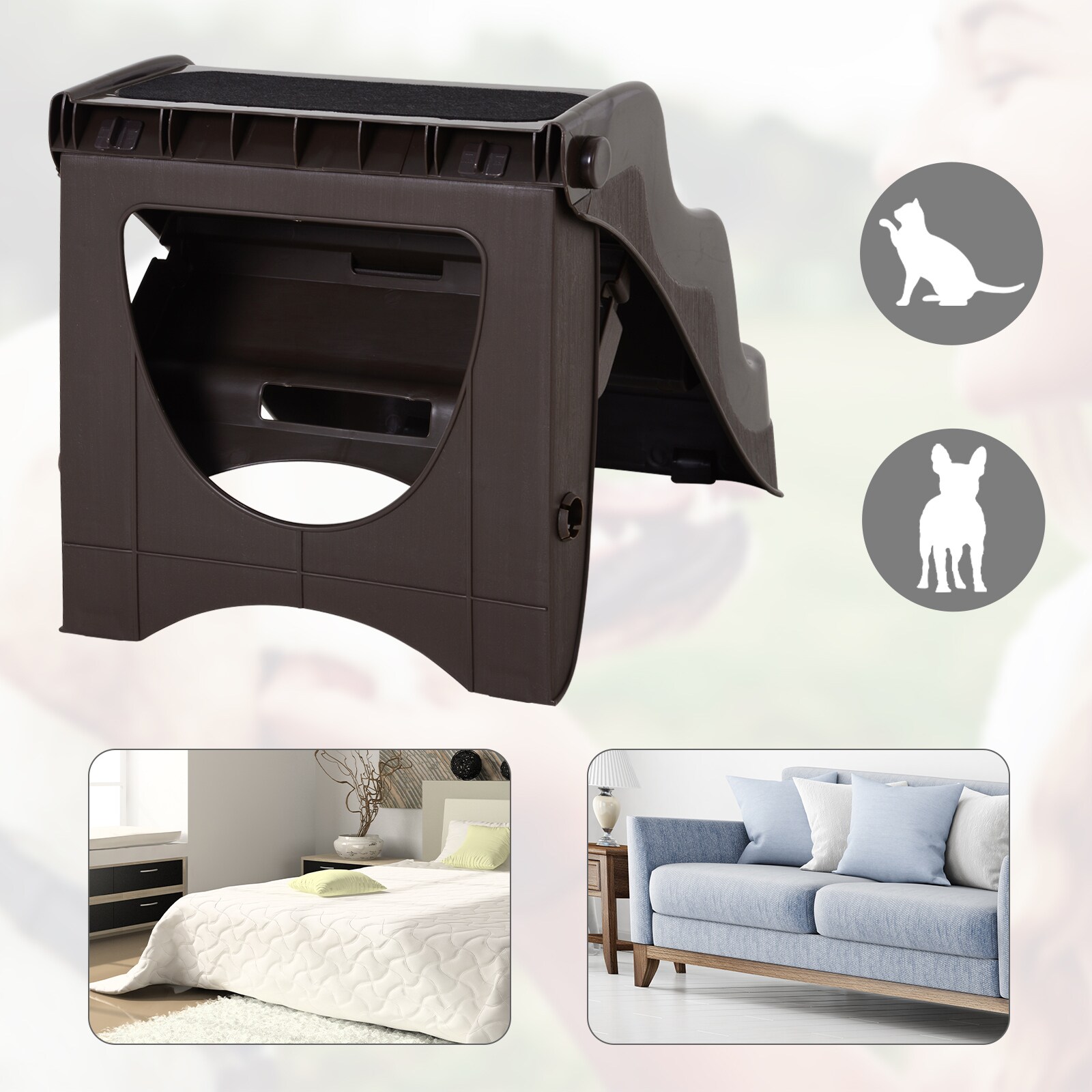 PawHut Haustiertreppe klappbar dunkelbraun 49 x 39 x 39 cm