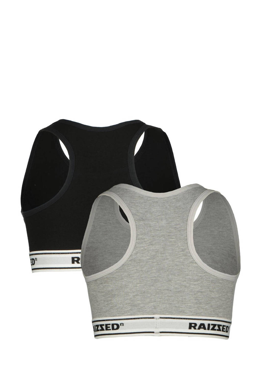 bh top Nora - set van 2 zwart/grijs melange