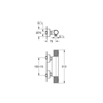 Grohe Precision Feel thermostatische douchekraan chroom 15 cm