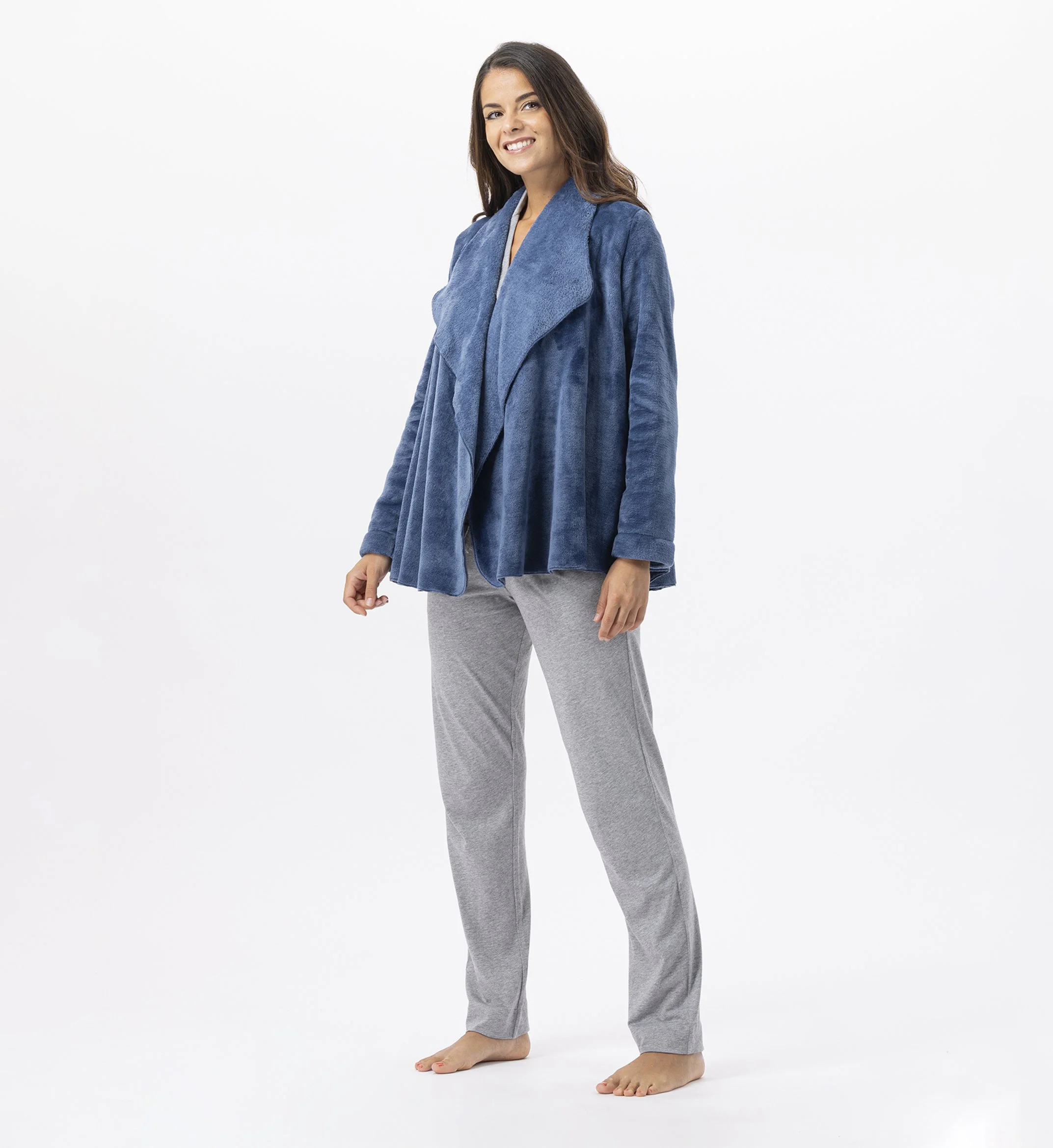 ESSENTIEL 873 - Veste en peluche flanelle | Bleu