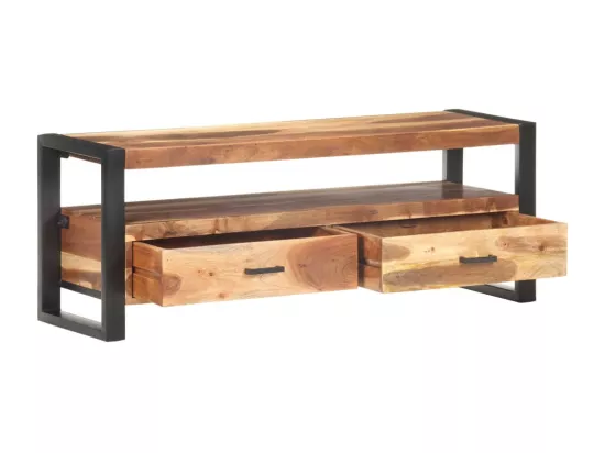 Meuble TV 120x35x45 cm Bois massif avec finition miel