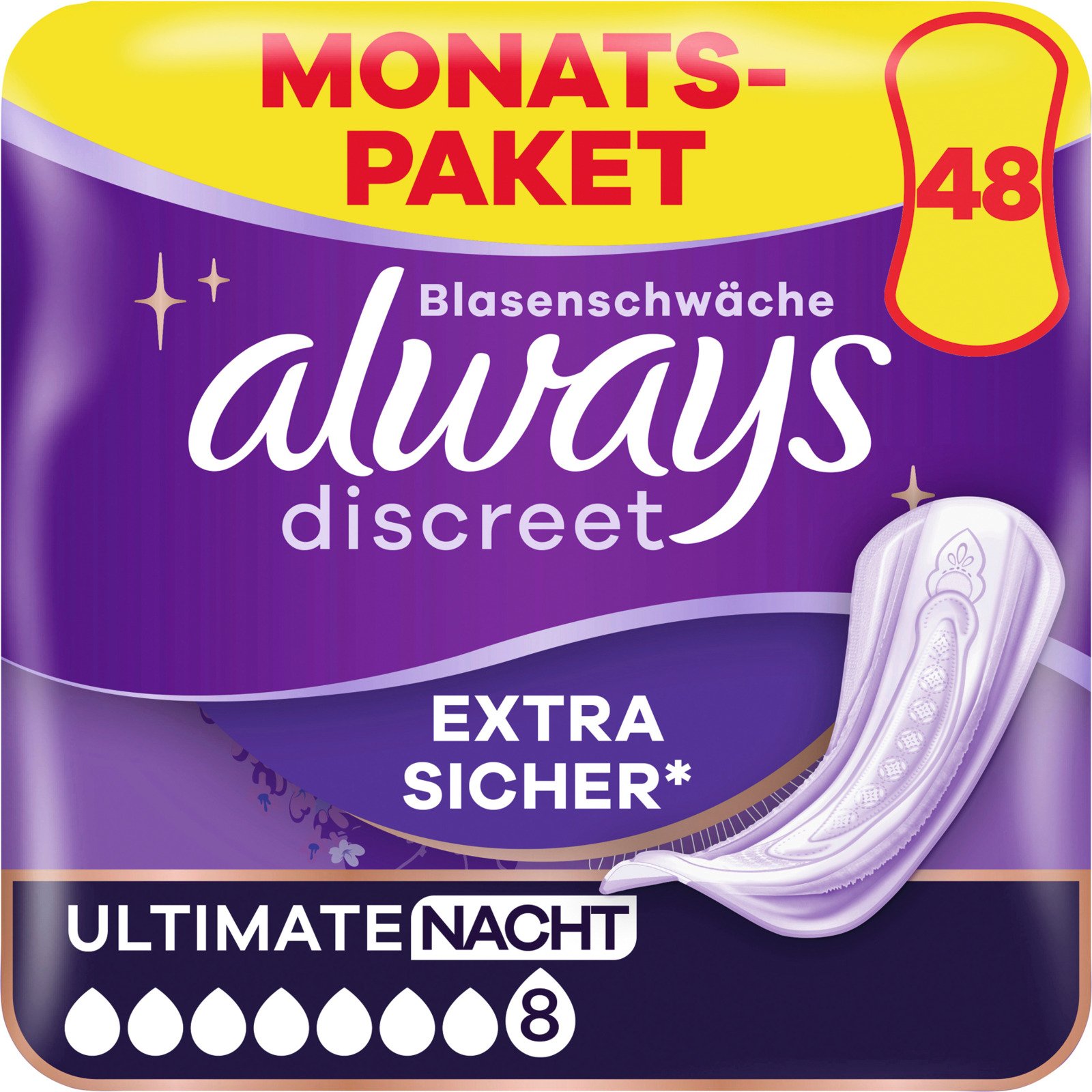Always Discreet Inkontinenz Nacht Monatsbox 48 Stück