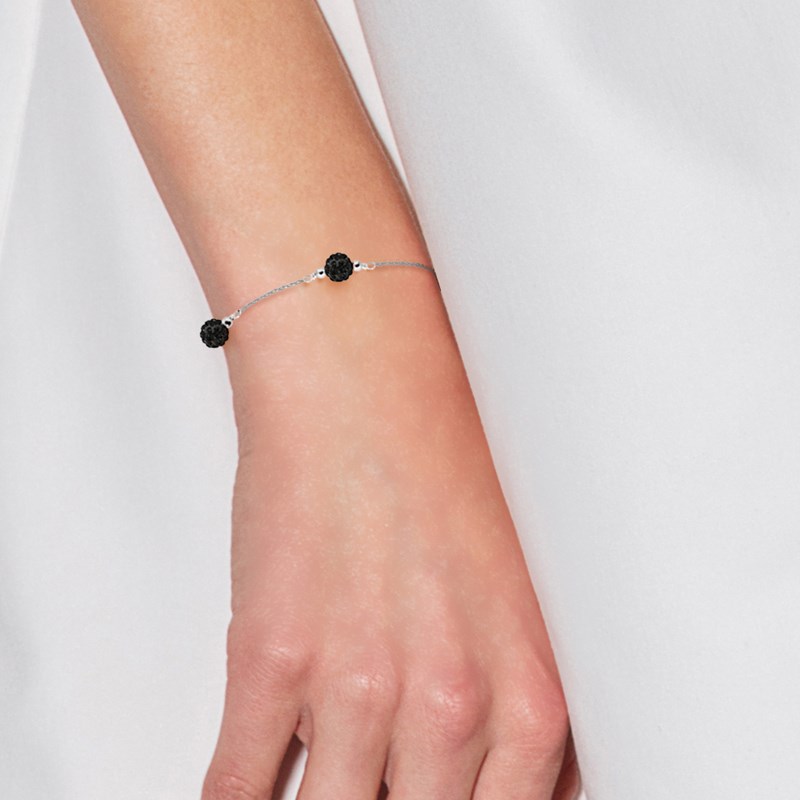 Bracelet trilogie - Cristal noir - Argent 925