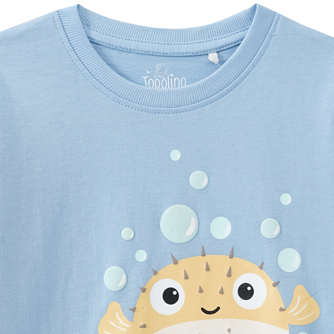 Topolino Kinder T-Shirt mit Kugelfisch-Motiv hellblau