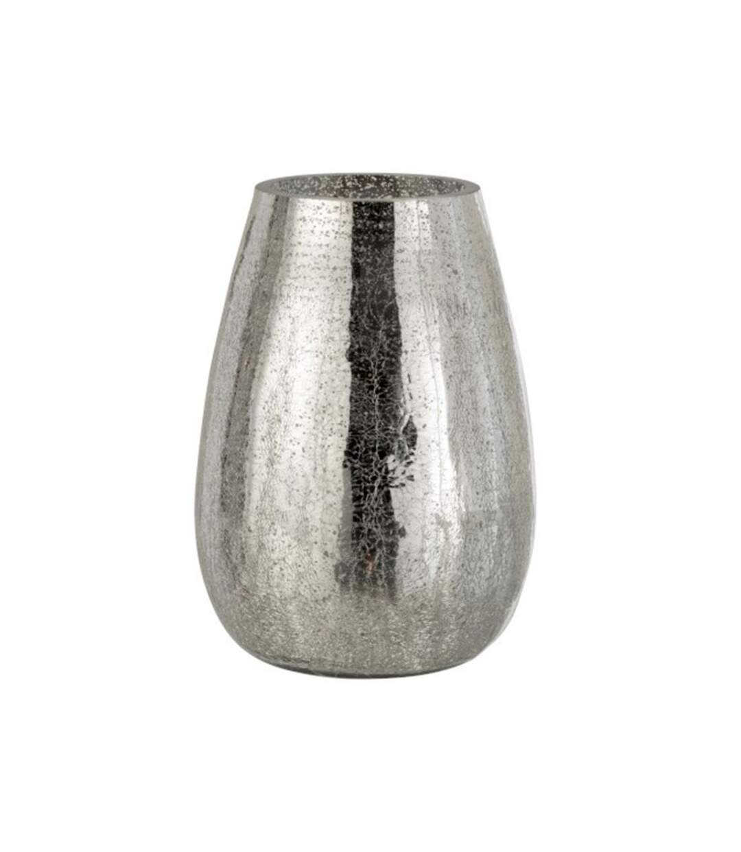 Paris Prix - Photophore Design œuf Craquelé 26cm Argent