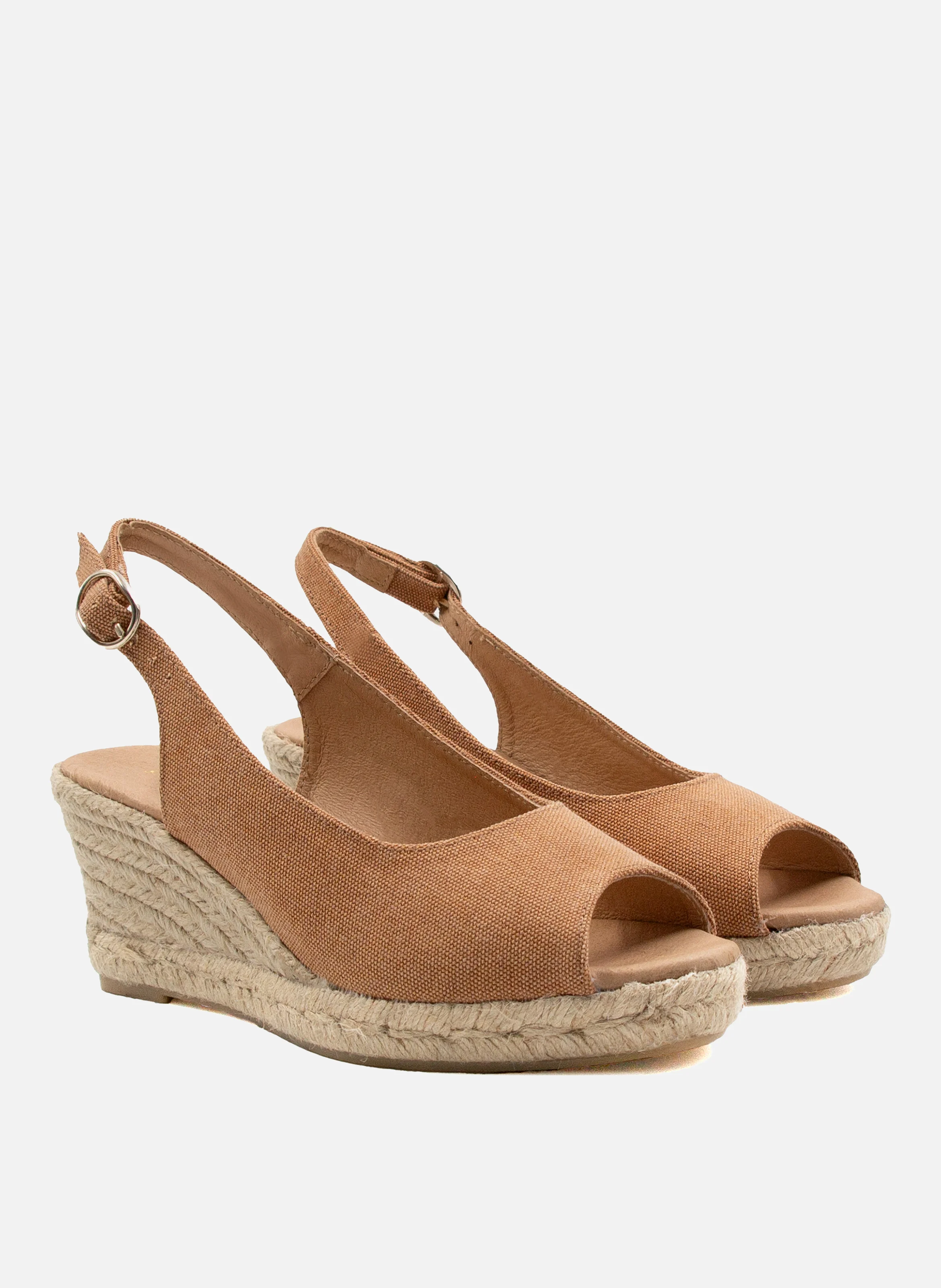 Espadrilles slingback toile recyclée | Marron