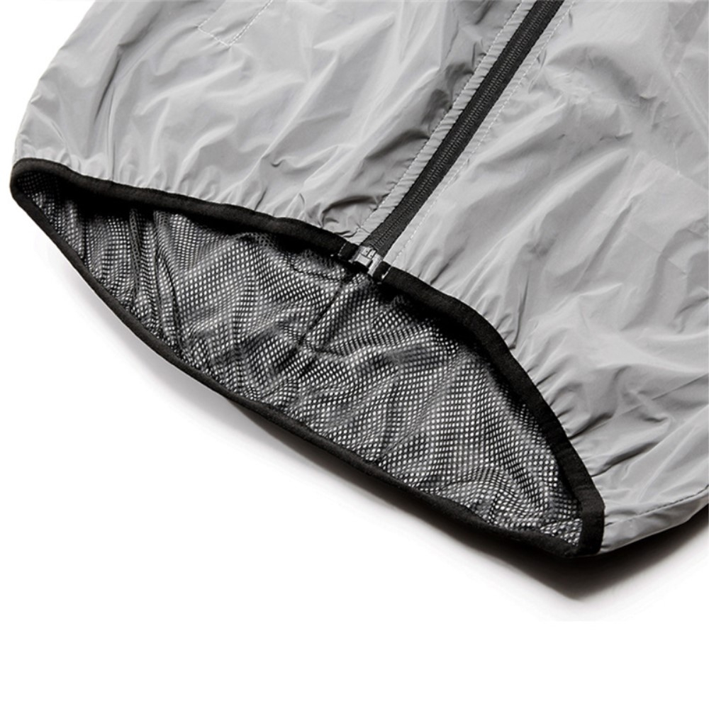 (Gr. L) Wasserabweisende Outdoor Sport Jacke Regenjacke Reflektierende Windjacke - Silber