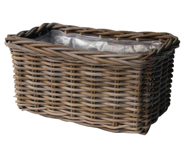 Van der Leeden Rattan-Pflanzkasten, graubraun