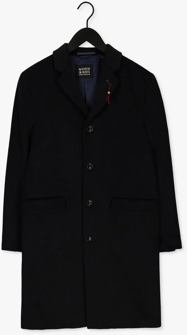 SCOTCH & SODA donkerblauwe scotch & soda mantel classic wool-blend overcoat