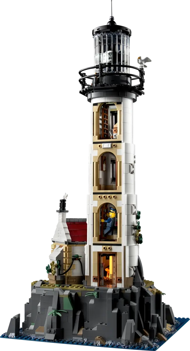 (2065-tlg. Set) Ideas Klemmbausteine Spielzeug Gebäude Modell Bausatz Batteriebetrieben (21335) - Motorisierter Leuchtturm