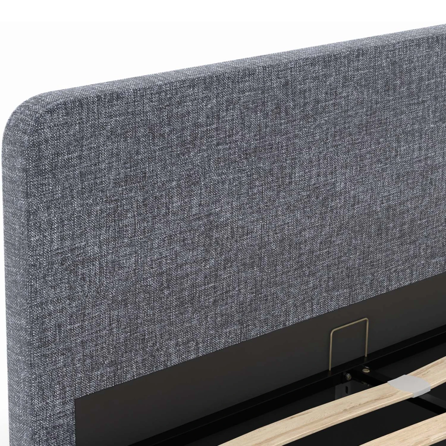 Lit coffre double NORFOLK avec tête de lit et sommier 140 x 190 cm tissu gris anthracite